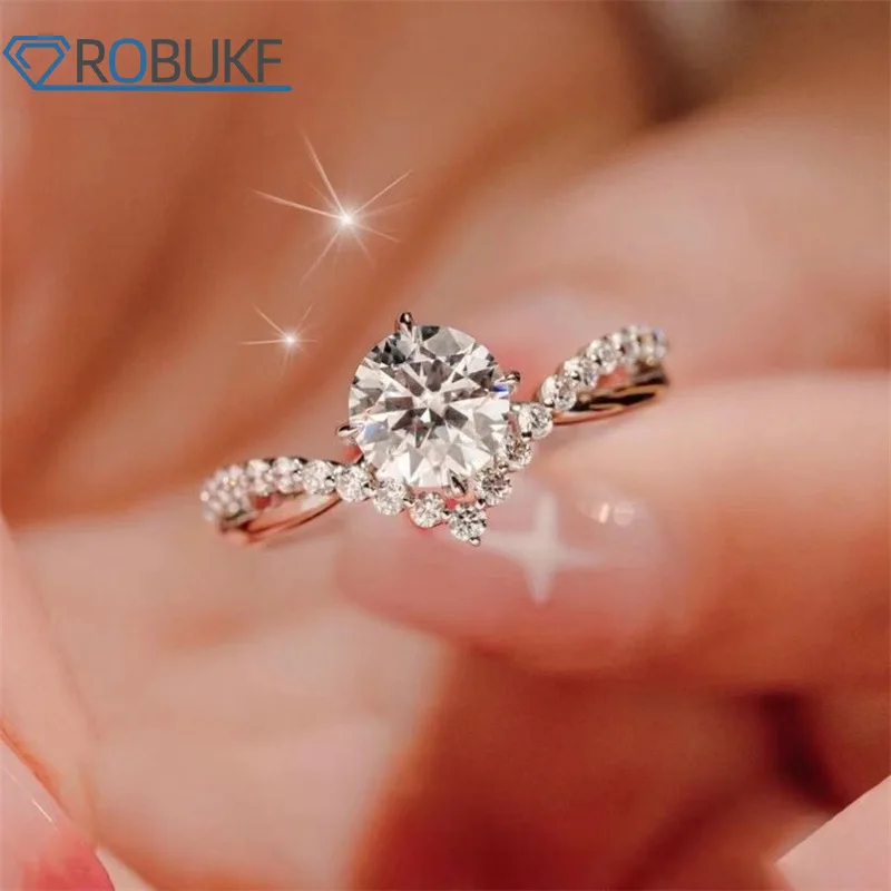 

Certisfied 1CT D Color Moissanite Engagement Rings 100% 925 Sterling Sliver 18K White Gold Plated Wedding Ring For Woman Jewelry