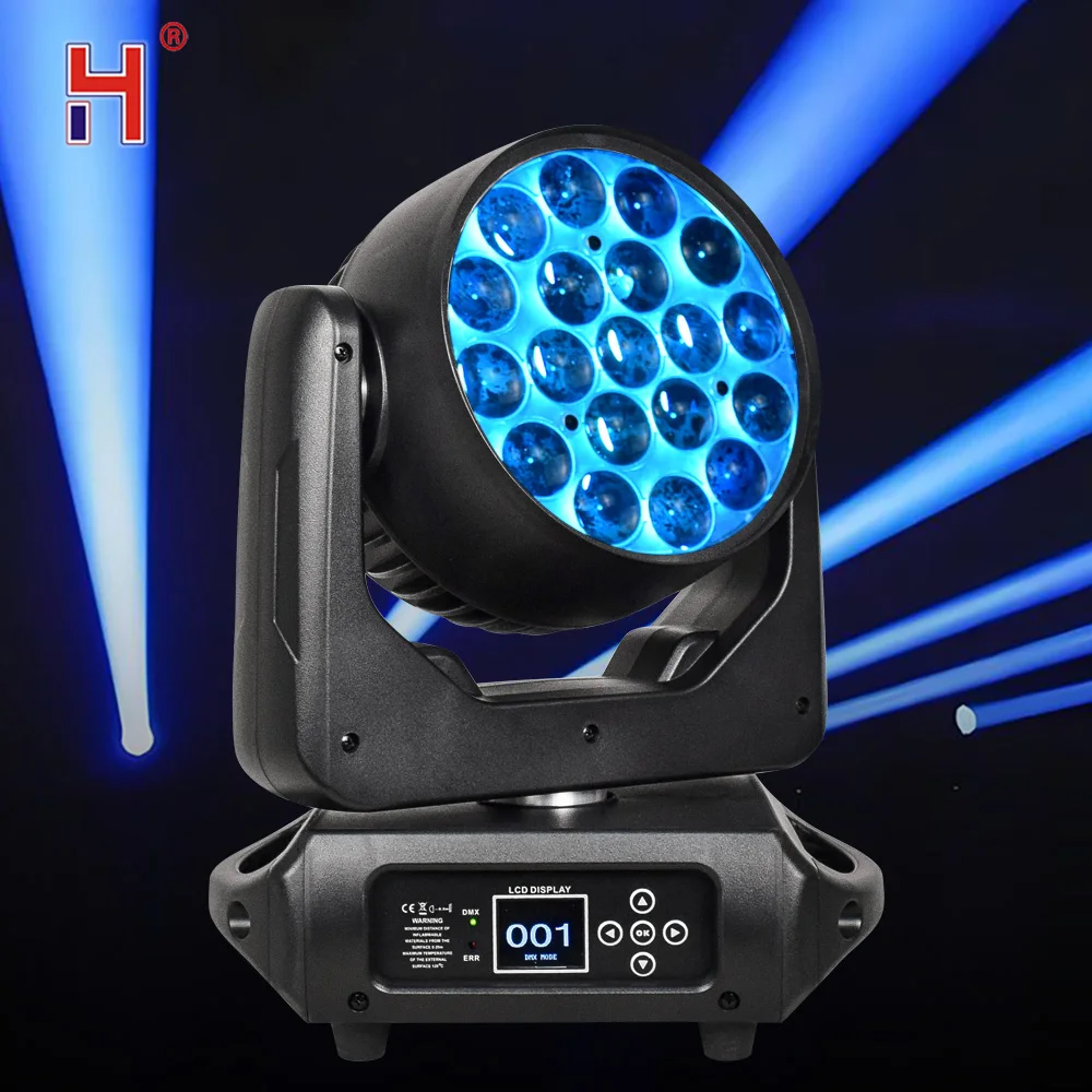 

HongYi 19X15W LED Wash Zoom RGBW 4In1 Moving Head Light Stage Sound Activated Spotlight DMX512 Control For Dj Nightclub Disco