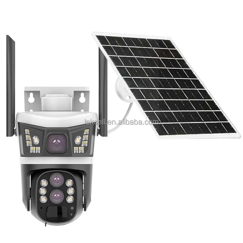 

IP66 V380 4G Solar Powered Camera Outdoor Dual Lens Solar Camera HD 4MP PIR Motion Detection IP PTZ Wifi 4G Security Camera