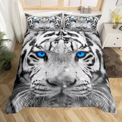 Tiger Duvet Cover Twin Queen African Animal Bedding Set Wild Safari Animal Comforter Cover for Child Teen Adult Bedroom Decor