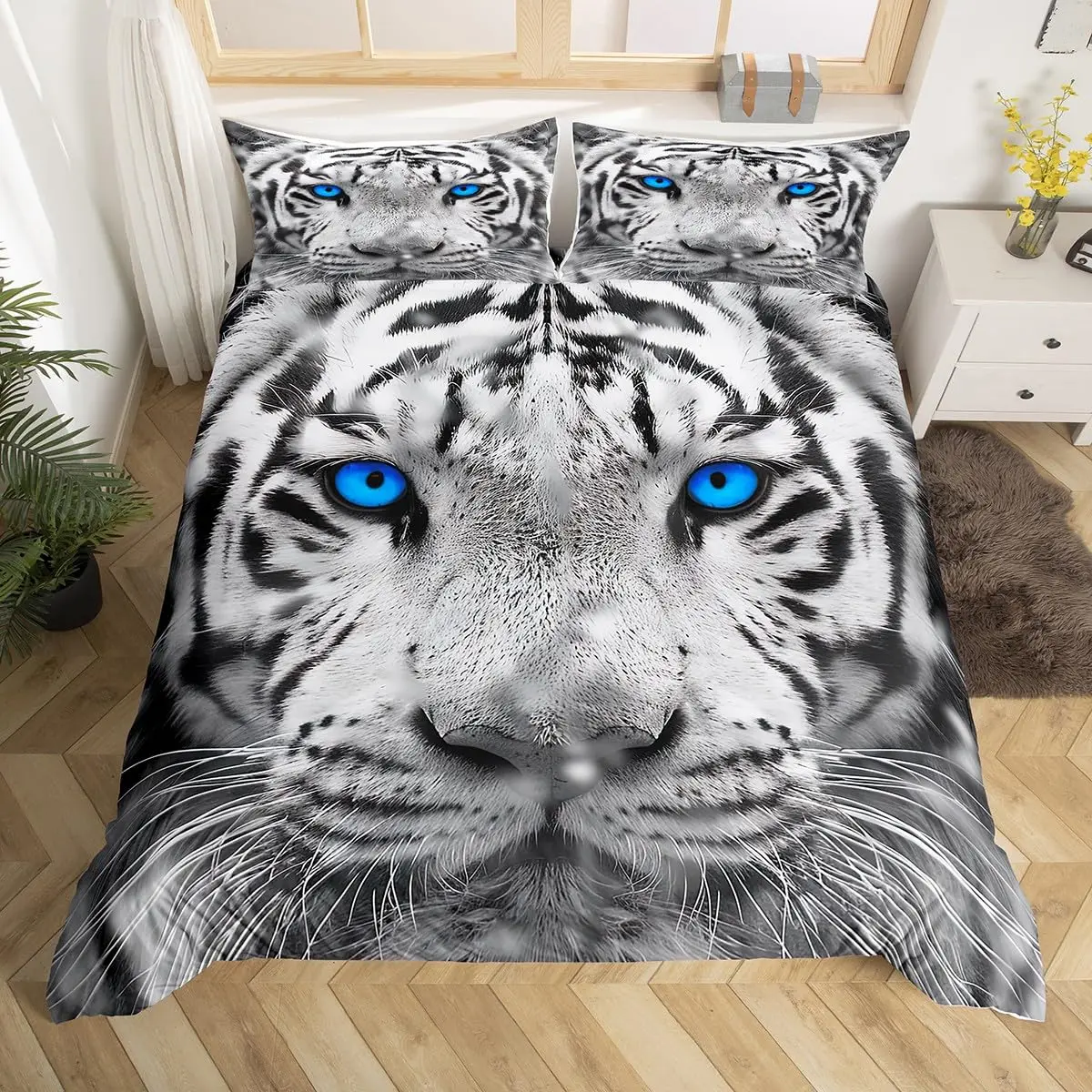 Tiger Duvet Cover Twin Queen African Animal Bedding Set Wild Safari Animal Comforter Cover for Child Teen Adult Bedroom Decor