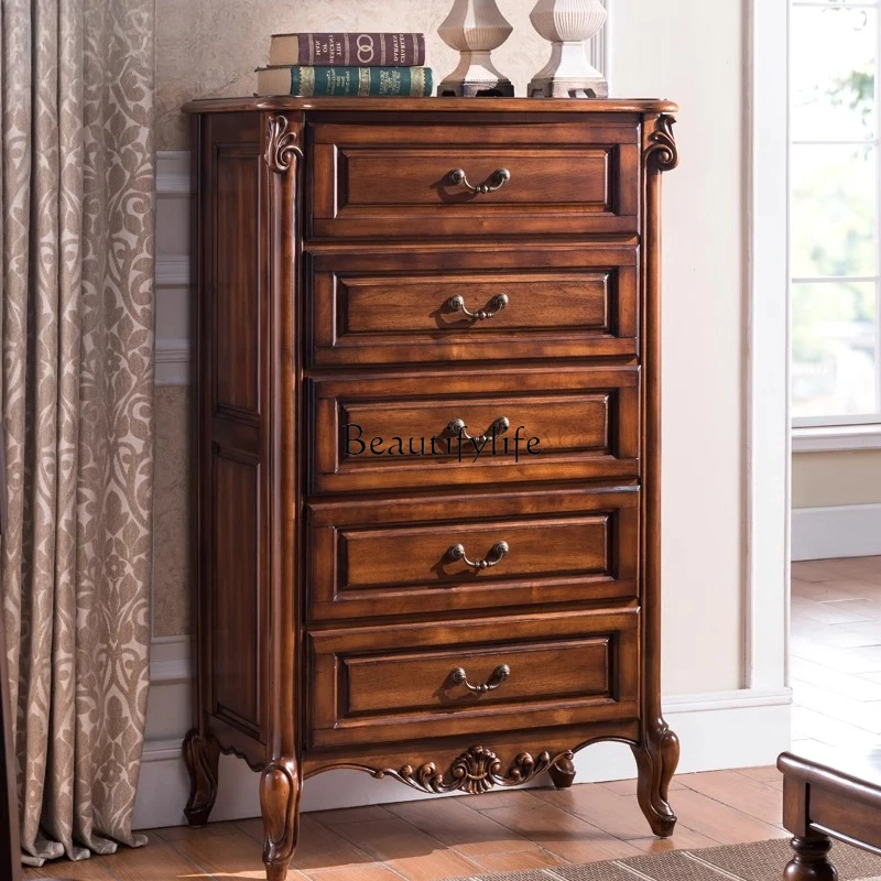 

American Style Solid Wood Chest of Drawers for Bedroom and Living Room, Vintage Storage Cabinet