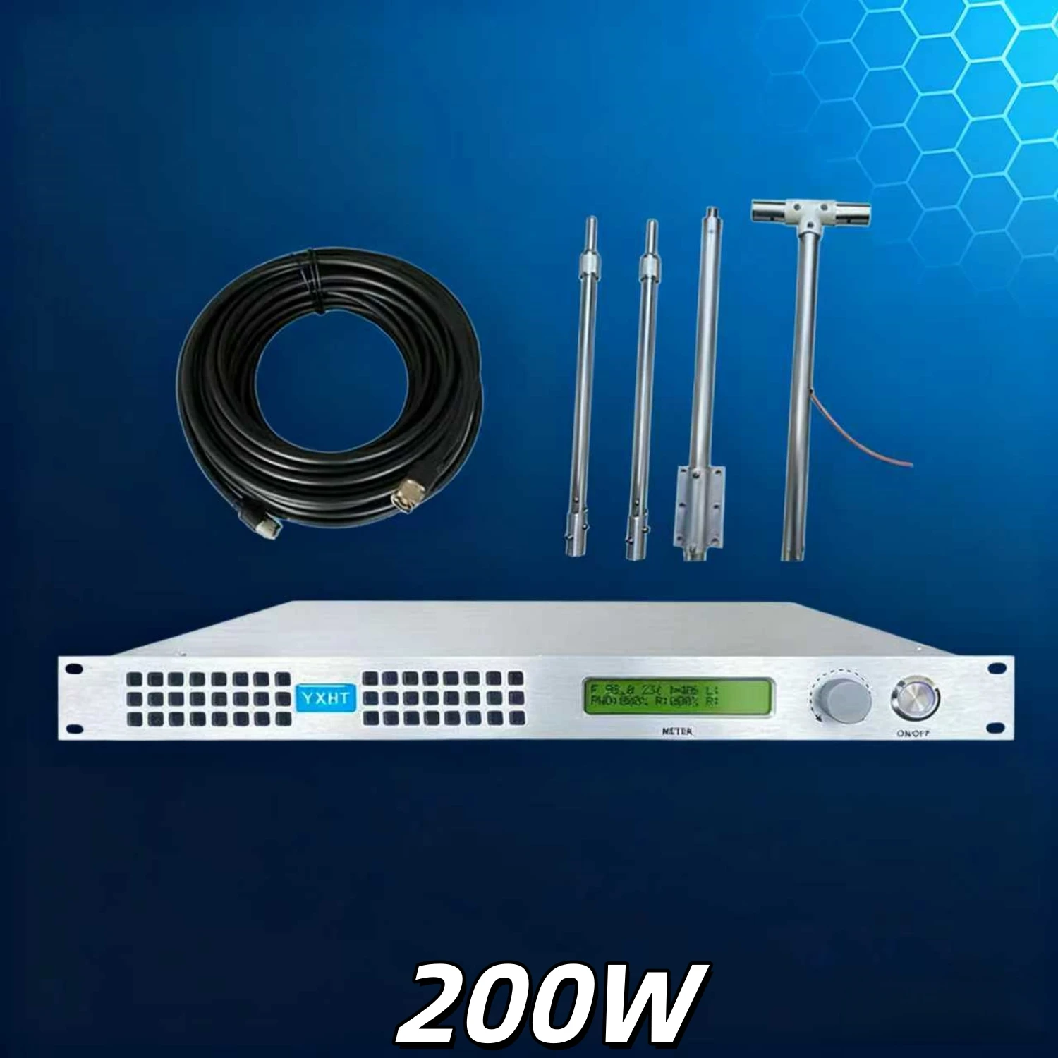 

HP- Stable 200W FM Transmitter Kit (Antenna & Cable) – High-Quality Weatherproof for Rural Information Popularization