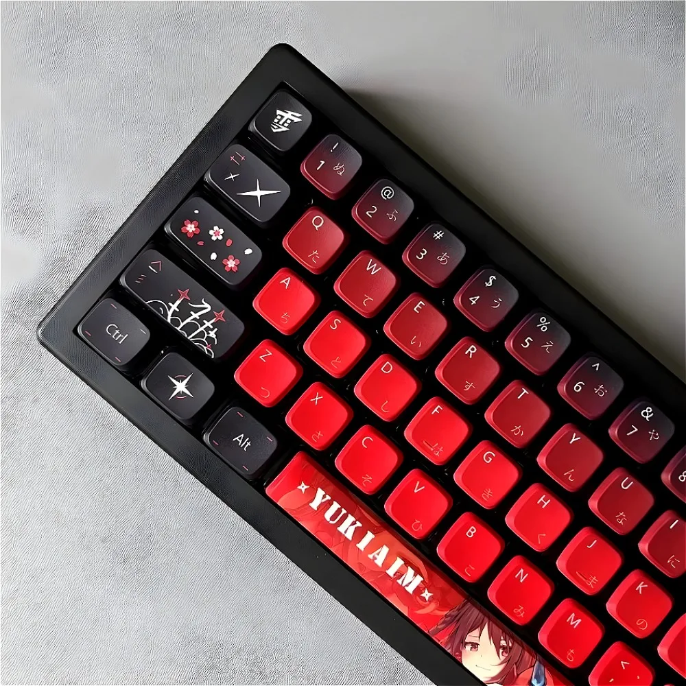 Red MDA Keycap Set, PBT e PC, 122 Chaves, Personalidade, Tema Anime, Adequado para 61, 87, 104, 108 Teclado Mecânico