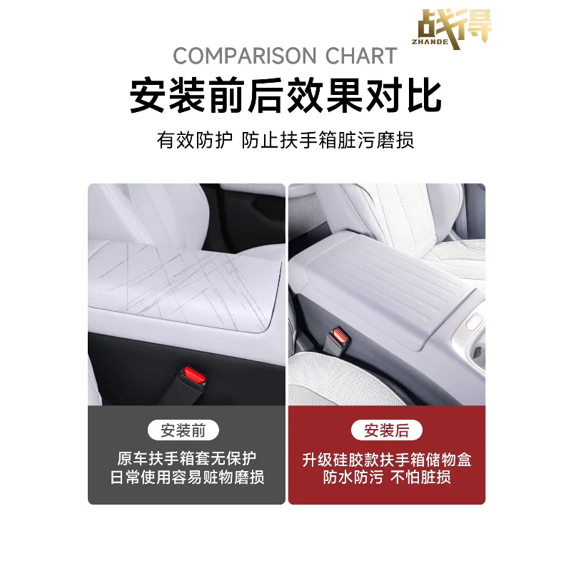 QIWN Premium For XPeng P7+ EREV/EV Armrest Storage Box Silicone Cover Original Color Interior Accessories Custom Fit Organizer