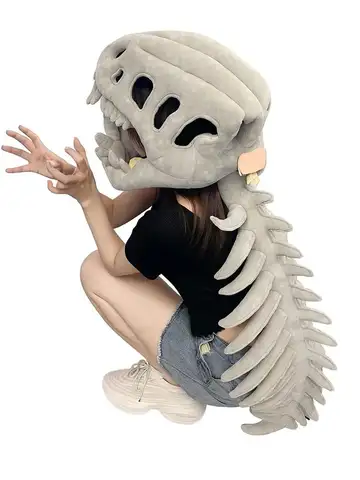 Dinosaur Skeleton Hat Funny Soft Dinosaur Skeleton Cos Props Dinosaur Skeleton Costume For Kids and Adult Birthday Gifts