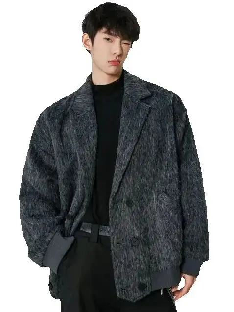 Korean Style Short Woolen Suit Jacket Men'S Autumn And Winter Woolen Material Coat American Fashion Brand Tassel High-End Jacket