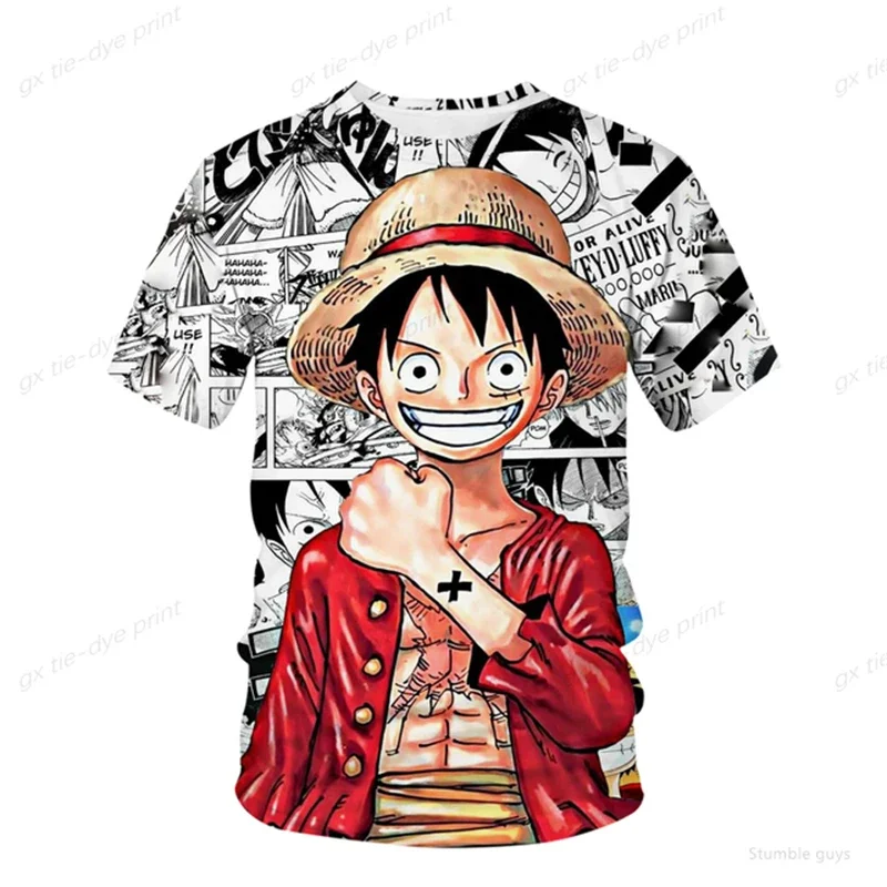 Kinder Jungen One Piece T-Shirt Luffy Moderner Aufdruck Sommer Lässige Jungenkleidung Mädchen Kurzarm Herren Jersey