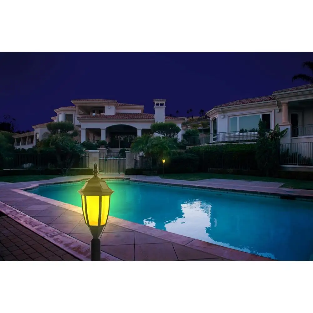 Solar Garden Walkway Light Amber Wit IP65 Waterdicht 12-uurs LED Verstelbare hoofdlamp Tuingang Veiligheid Nachtlampje