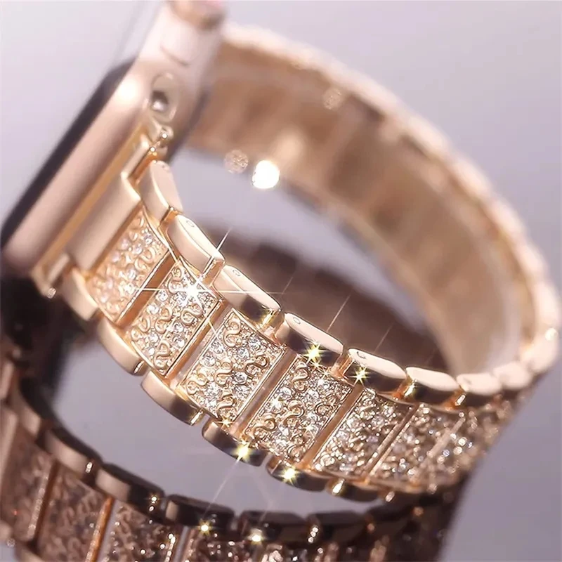 Błyszczący diamentowy pasek do Apple Watch Ultra 3 2 49mm, opaska 46mm 40mm 45 44mm 41 42mm do Iwatch Series 11 10 9 8 SE3, bransoletka damska