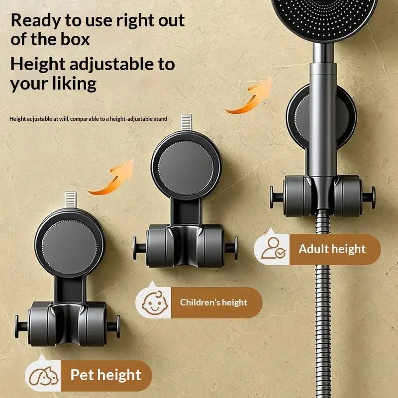 Suction Cup Shower Head Holder No Drill Adjustable Widespread Rotating Bracket Removable Shower Sprayer Mount For Bathroom