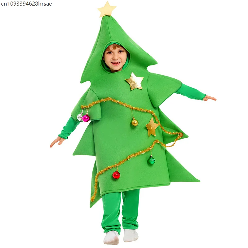 

Child Christmas Tree Costume Kids Unisex Funny Outfits Green Tree Xmas Dress Up New Years Party Carnival Performance