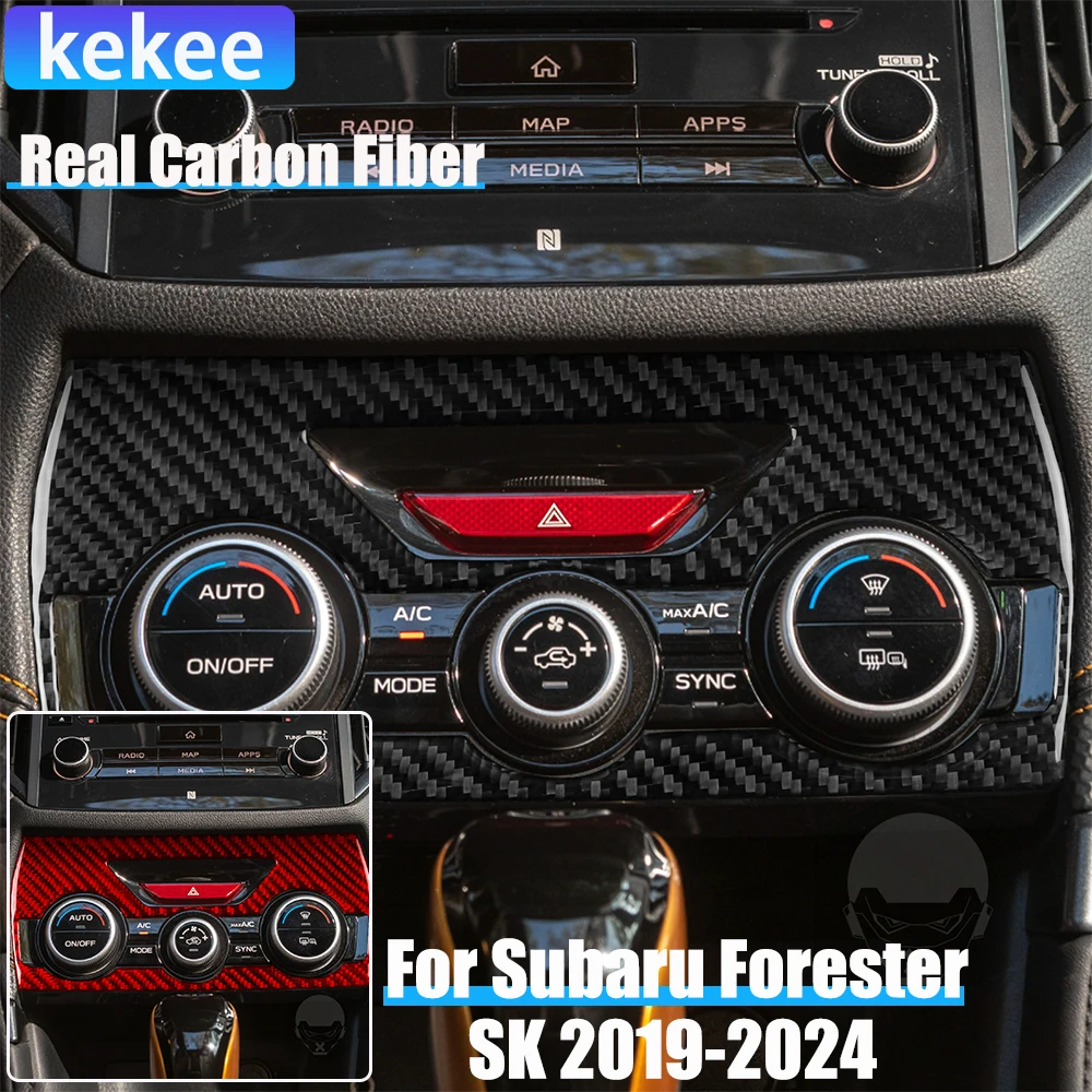 

Real Carbon Fiber Car Accessories Center Climate Control Cover Soft Sticker For Subaru Forester SK 2019 2020 2021 2022 2023 2024