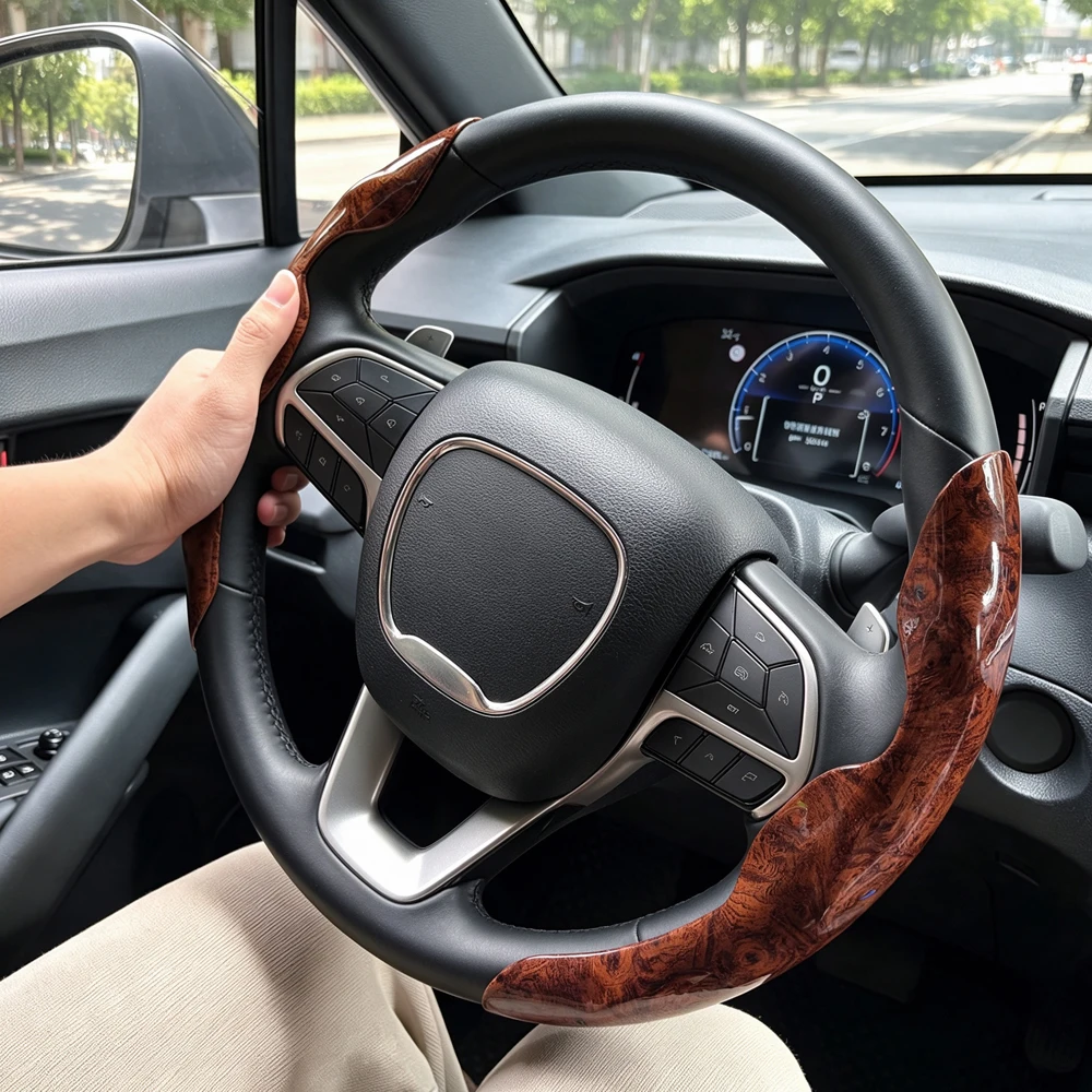 1Pair Peach Wood Texture Car Steering Wheel Cover Retro Style Mod Accessories For Dodge Ram Challenger Charger Durango