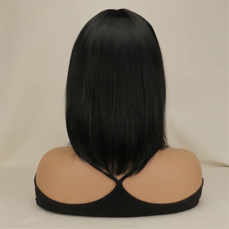 QQXCAIW Women Synthetic Girls Bob Short Straight Cosplay Wig Costume Party Black Synthetic Hair Wigs Party Cosplay