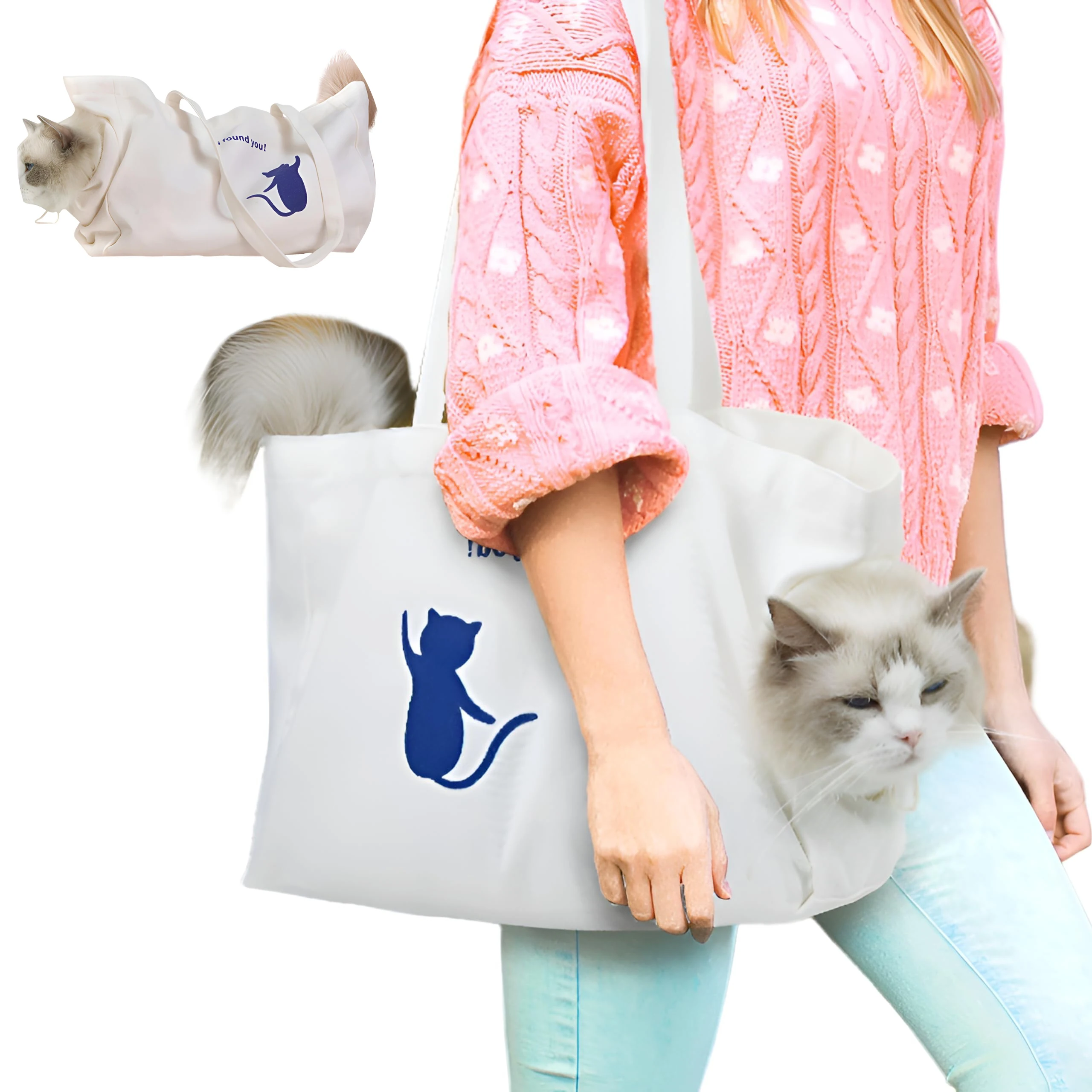 Comfortable Pet Carrier Bag, Canvas Cat Carrier Bag, Outdoor Travel Portable Cat Puppy Sling Bag, Outdoor Travel