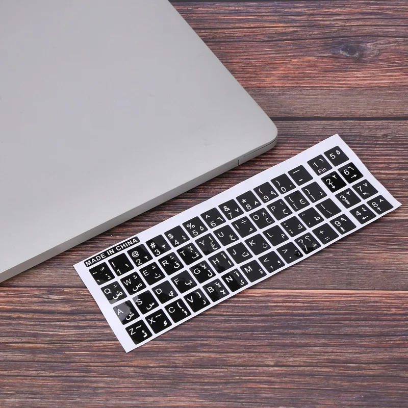 アラビア語キーボードステッカー,白い文字,ラップトップPC用のデカール,黒