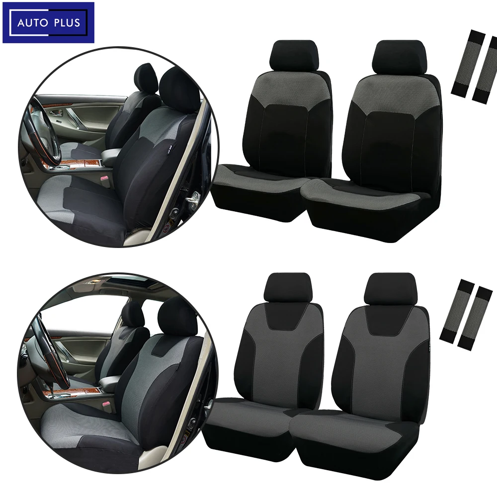 

AUTO PLUS 2 Front Seat Covers Airbag Compatible Universal Size Seat Covers For Car With Bucket Back Pocket 2 Seat Belt Cover