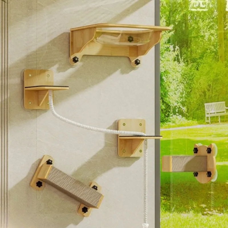 

Cat Wall Step with Stable Suction Cup Accessories Cat Supplies Wall Scratching Post for Stretch Climbing Playing Grind Claws