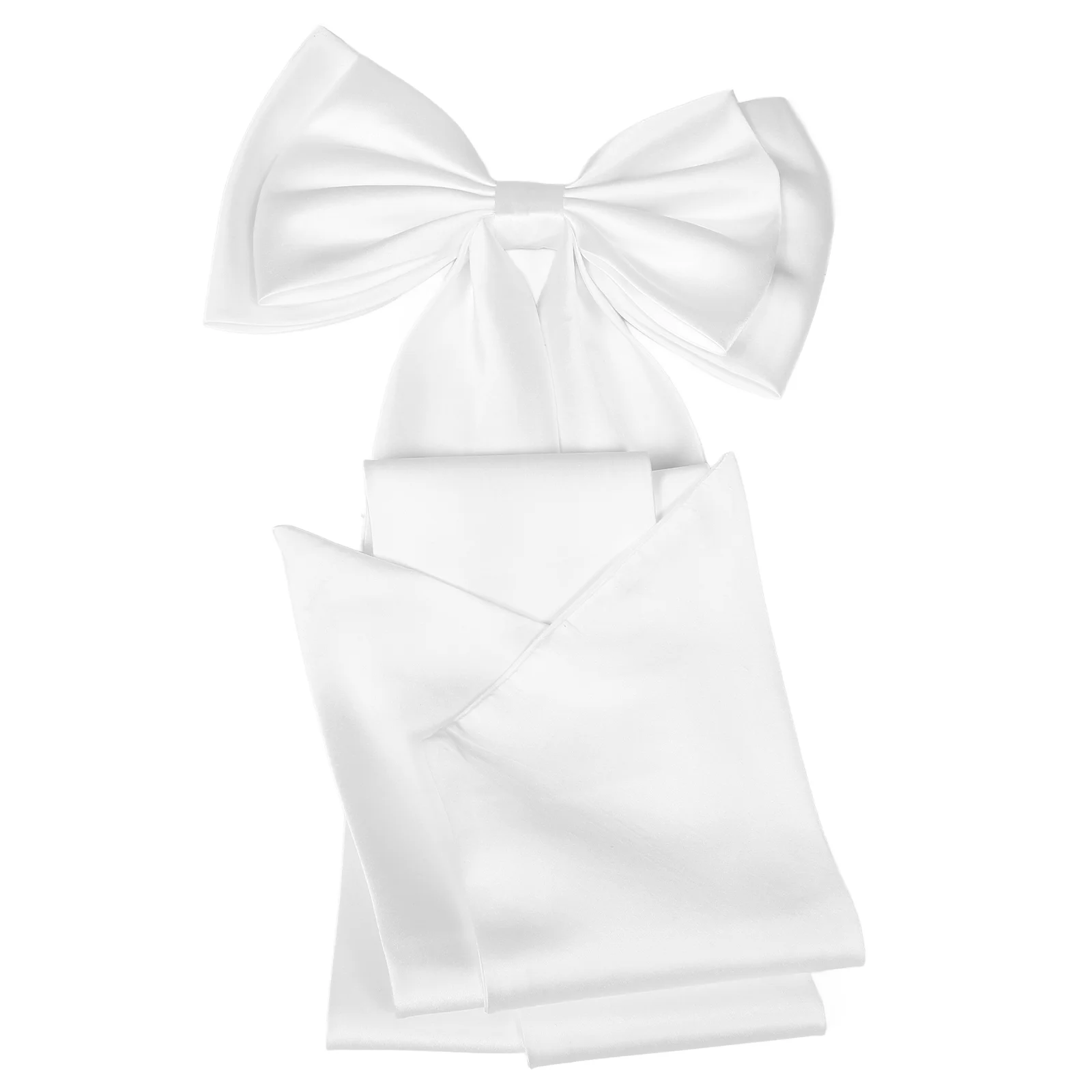 Detachable Satin Belt for Bridal Stage Comfortable Nylon Bow Accessory White Fabric Wedding Dress Bow Train