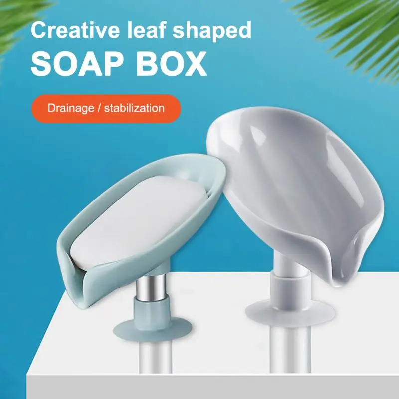 Soap Dish Leaf Soap Box Drain Soap Holder Bathroom Shower Soap Holder Dish Storage Plate Tray Bathroom Supplies Soap Container