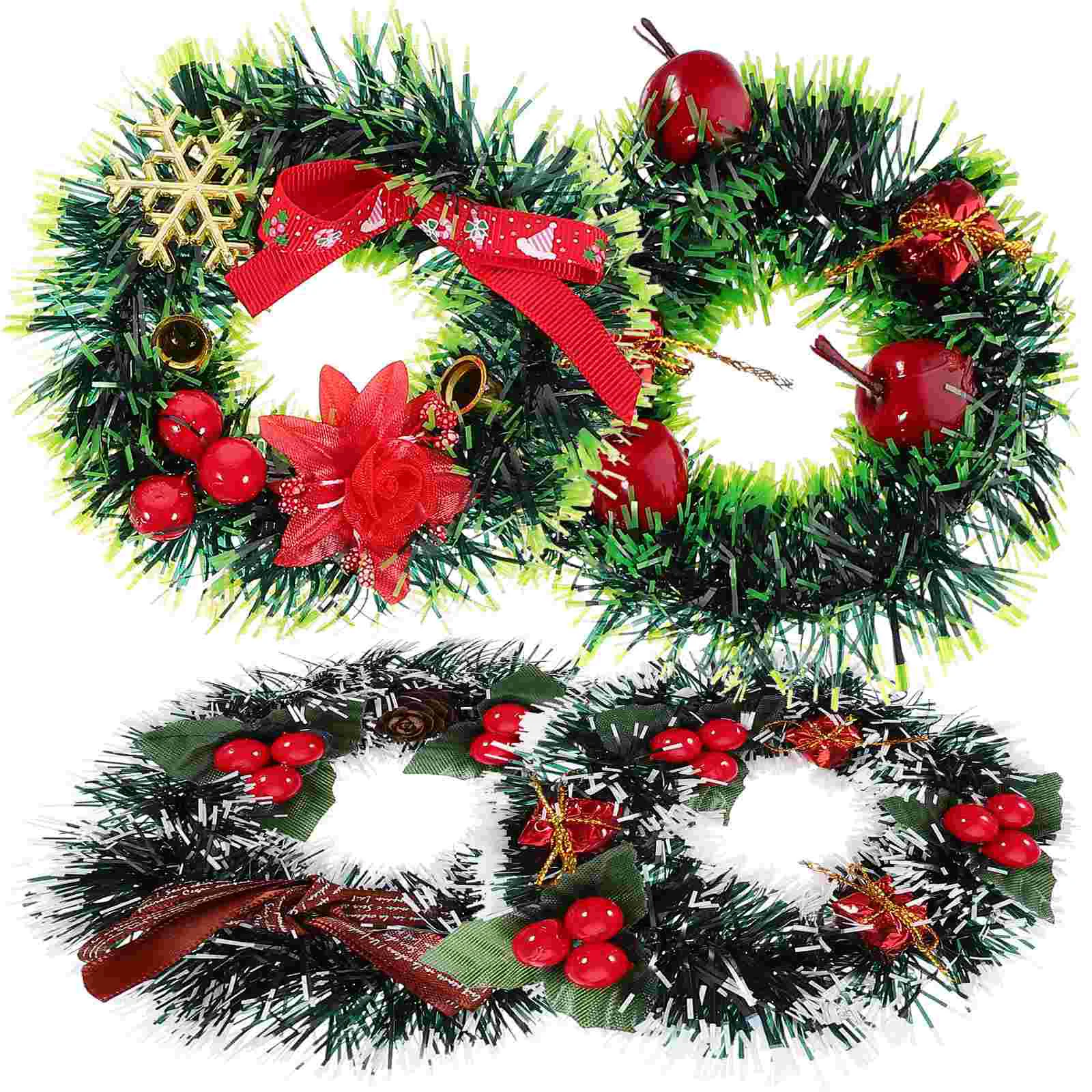 4 Pcs Door Hanging Supplies Unlit Christmas Wreath Pine Madder Material Mini Garland Party Wreaths Artificial Lifelike Design