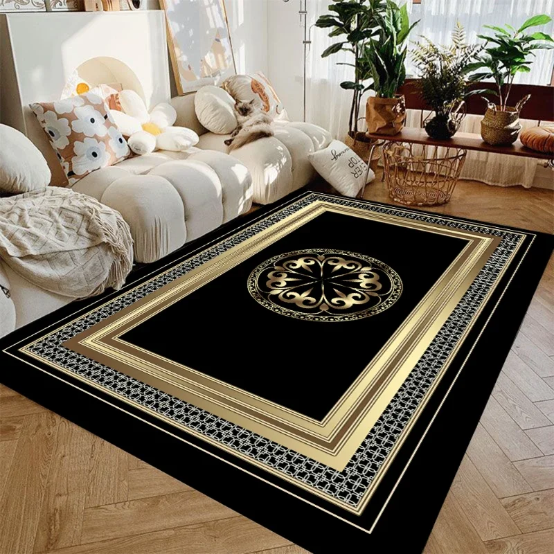 Modern Luxury Golden Carpet for Living Room Abstract Decoration Large Carpet Rug Rooms Decor Mat Tapis Salo