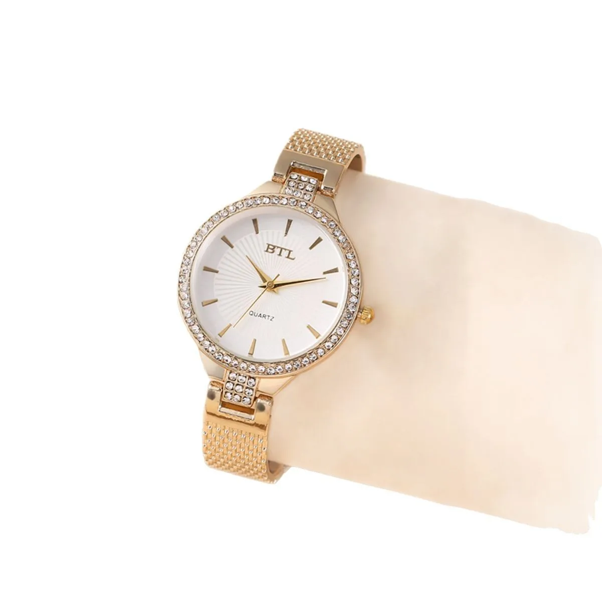 Женский браслет из титановой стали, инкрустированный бриллиантами, четырехлистный клевер, набор циферблат, инкрустированный римскими бриллиантами