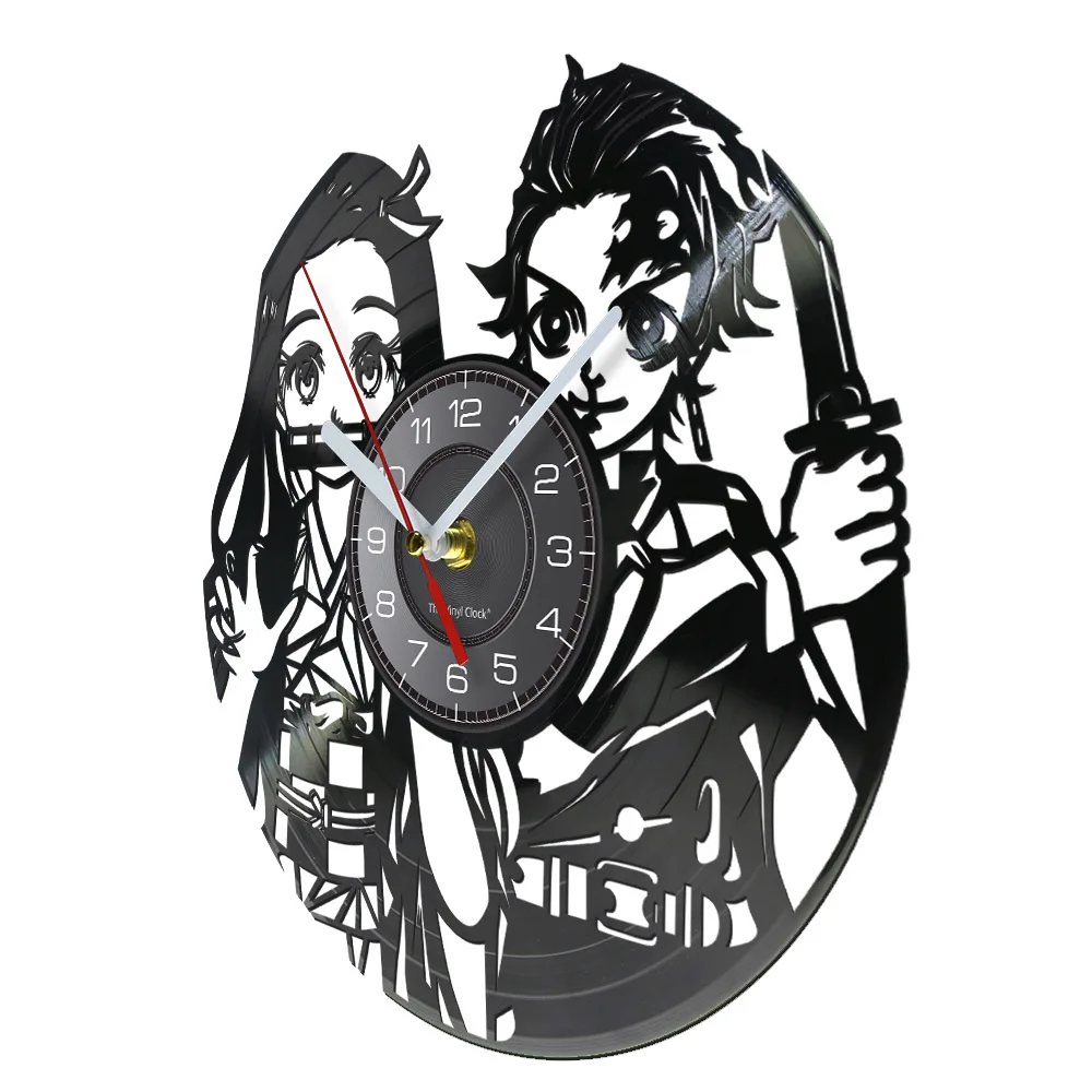 Demon Slayer Kimetsu no Yaiba Vinyl Record Wall Clock For Bedroom Anime Home Decor Clock Wall Watch