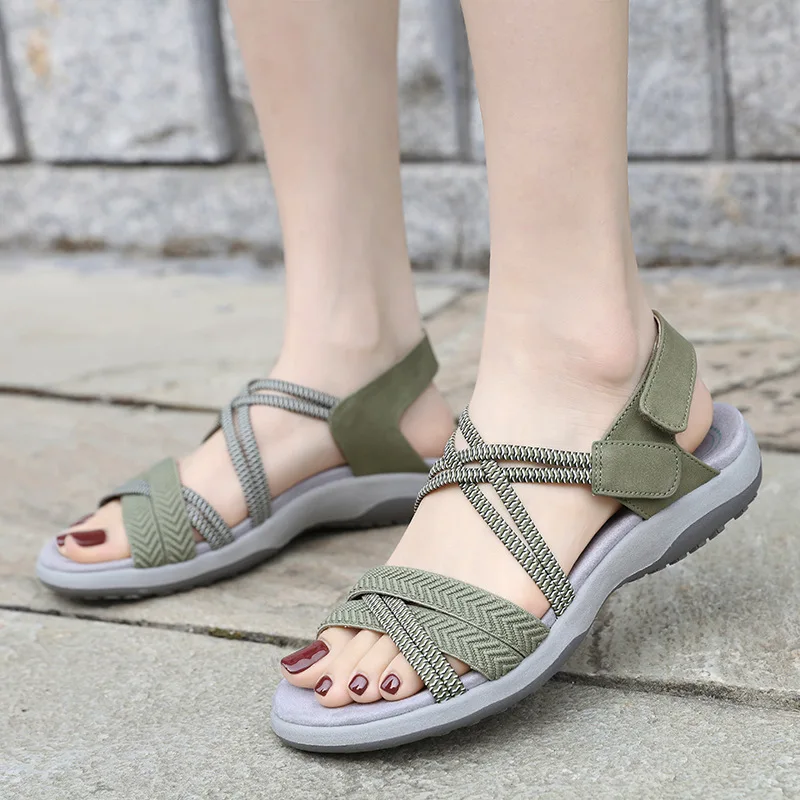 

Women's Sandals Flat Open Toe Elastic Women Sports Sandals Cross Strap Breathable Non-Slip Woman Outdoor Summer Shoes