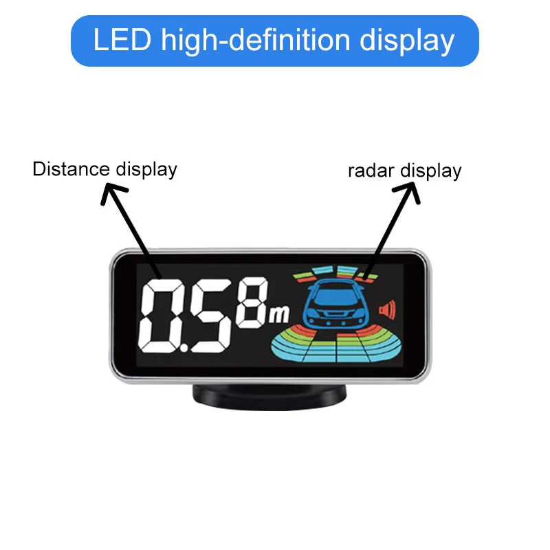 مجموعة أجهزة استشعار وقوف السيارات متعددة الرادار، شاشة LED إلكترونية بإضاءة خلفية، نظام صوتي متعدد الريف، كاشف عكسي، إنذار بمستشعر 6/8 #5