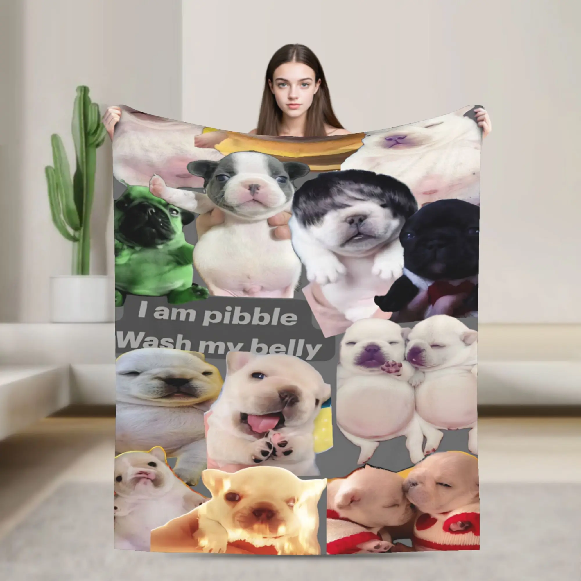 Pibble Meme Wash My Belly  Stuff Blanket Lightweight Thin Fleece  Throw Blankets Comfortable Bedding Throws