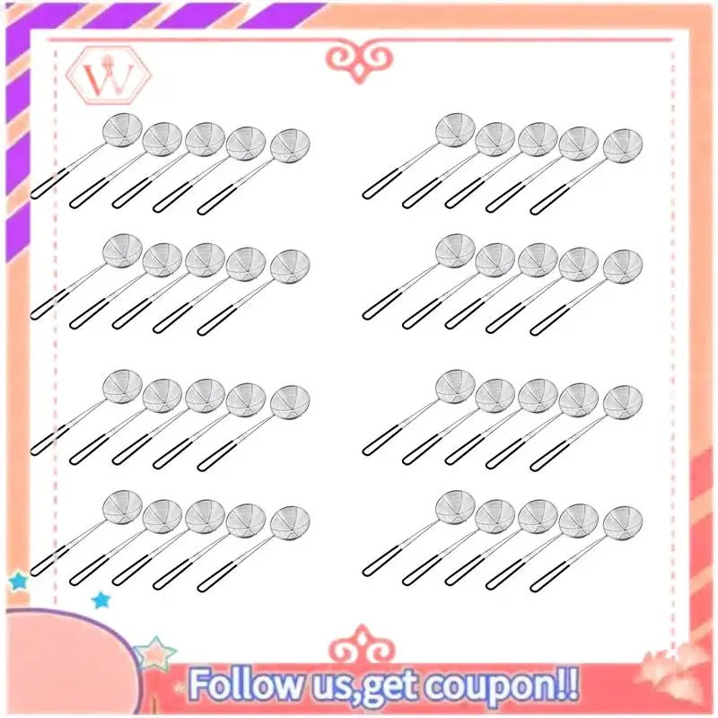 

AT84-40 Pieces Hot Pot Strainer Scoops,Stainless Steel Hot Pot Strainer Spoons Mesh Skimmer Spoon Strainer Ladle With Handle