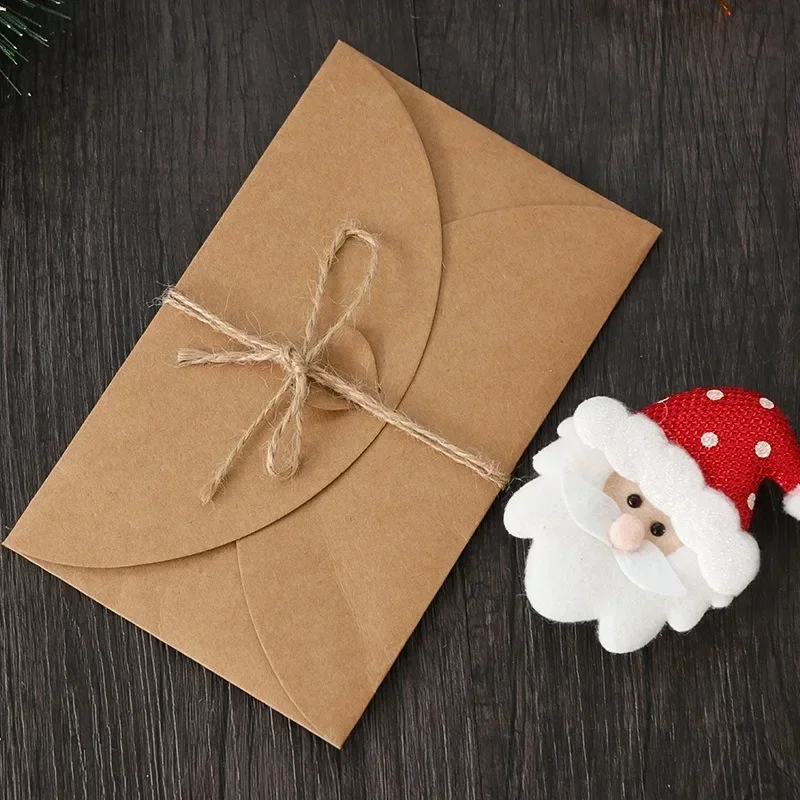 Cute Christmas Cartoon Felt Decorative Kraft Paper Envelope Christmas Card Invitation Packaging Shell for Holiday Wishes Clip