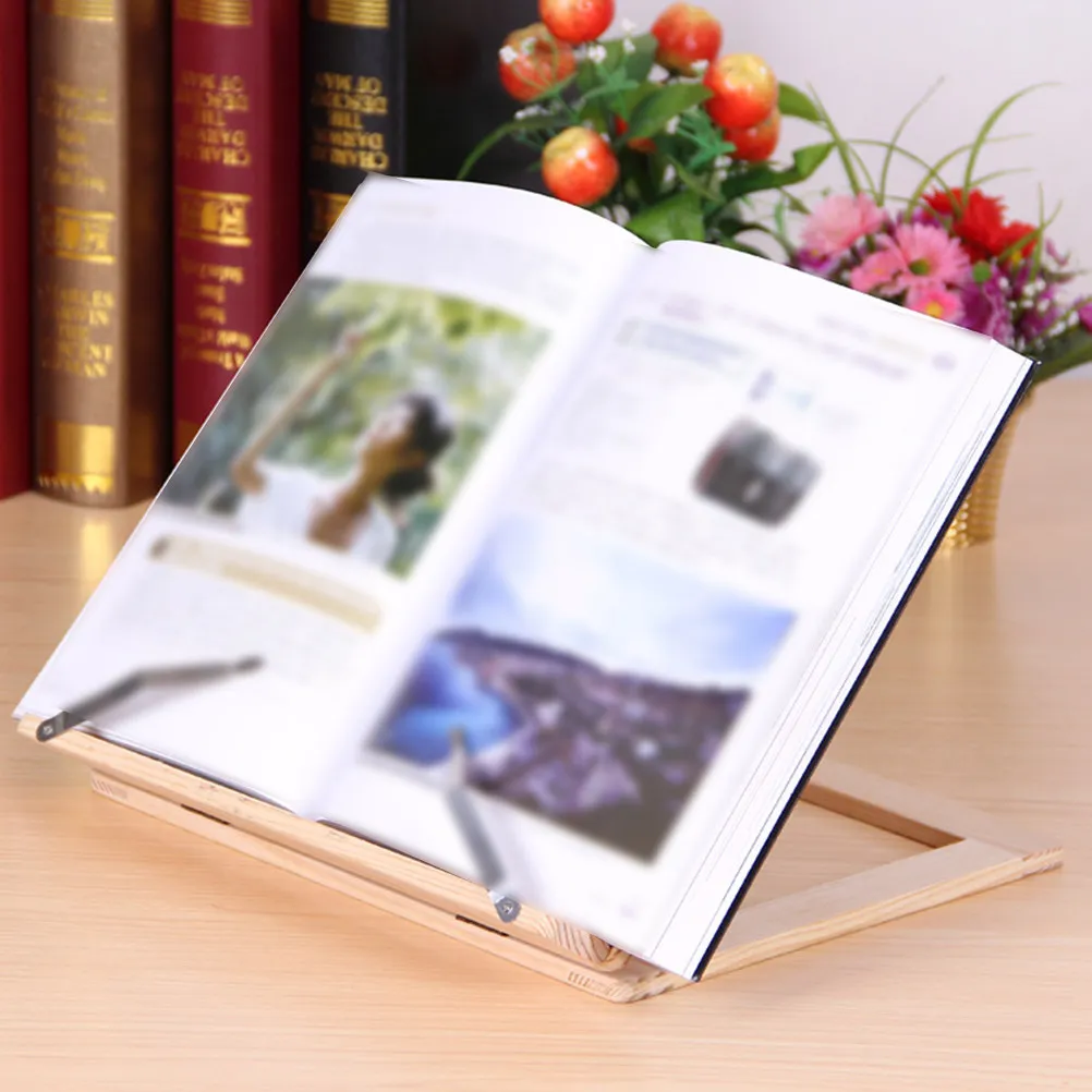 1Pcs Portable Wooden Foldable Reading Holder Book Shelf Notebook Stand Lightweight Multipurpose Picture Frame Tablet Bracket
