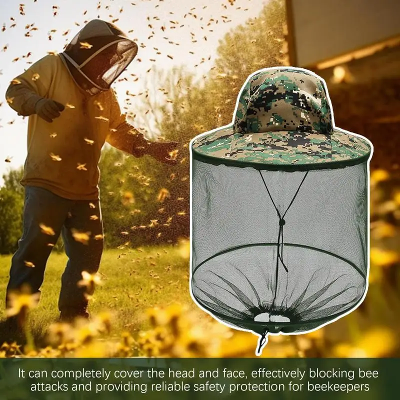 Fishing Face Net Bee Keeper Head Covering Summer Mesh Anti-Gnat Breathable Anti-Gnat Outdoor Sunshade Hat For Men Mountaineering