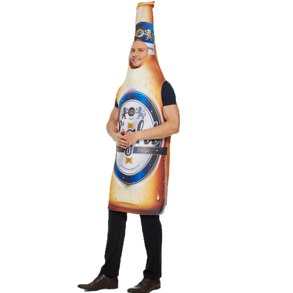 2025 New Arrival Unisex Funny Alcohol Themed Women Halloween Dress Up Men Adult Light Ice Cold Beer Bottle Costume