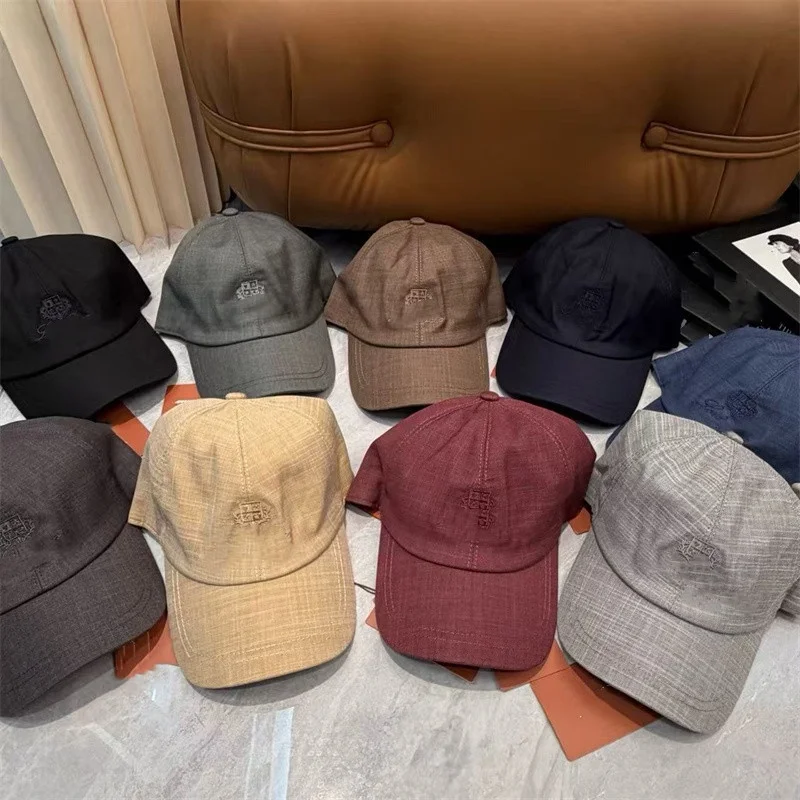 high-quality-linen-baseball-cap-adjustable-embroidered-letter-men-women-duckbill-hat-face-slimming-gift-box-lp