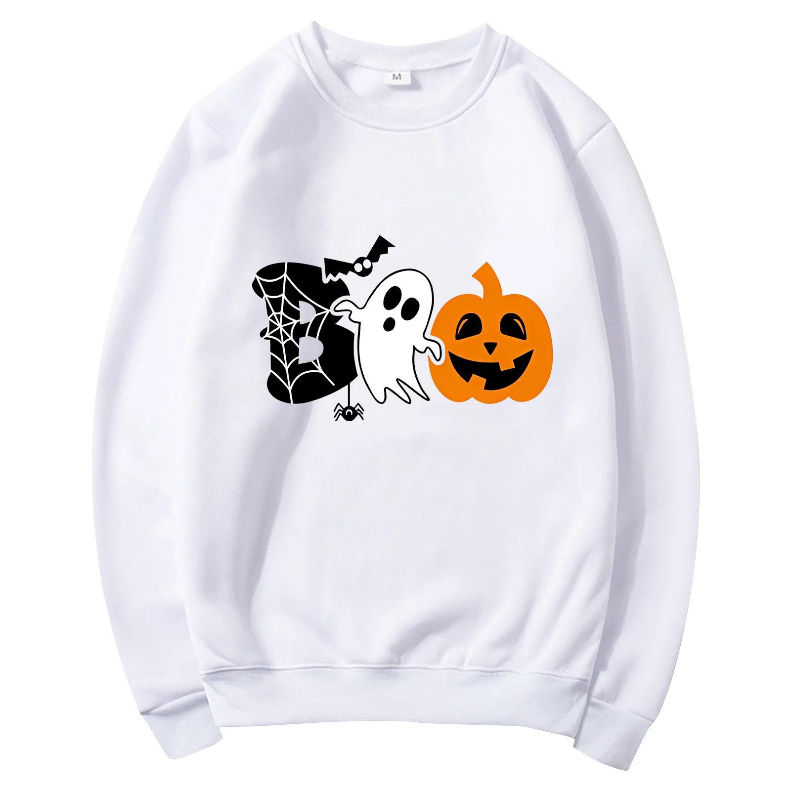 Halloween Women'S Fashion Casual Ghost Pumpkin Funny Print Children And Adults Round Neck Long Sleeve  Hooded Sweatshirt