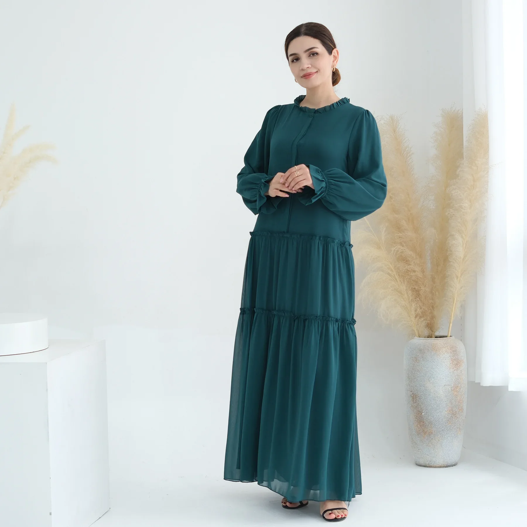 Women Abaya Dubai Arab Long Sleeve Ramadan Dress Ankle Long Dress Muslim Fashion Clothes Turkey Caftan Marocain Abayas Vestidos