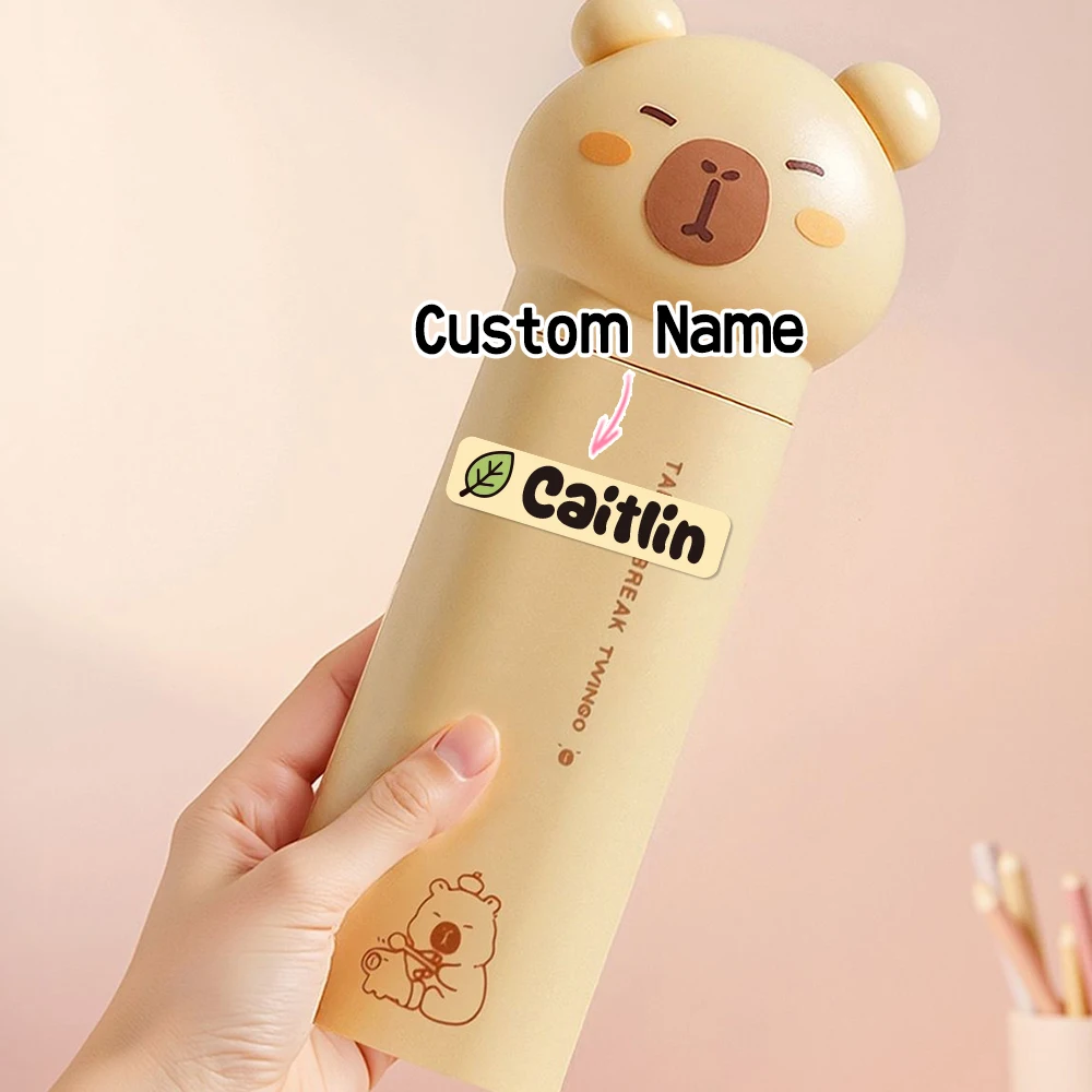 Custom Green series Name Sticker,Transparent Waterproof Stickers for Kids,diy Name Labels for School Bottles Pen Box Mug Uniform