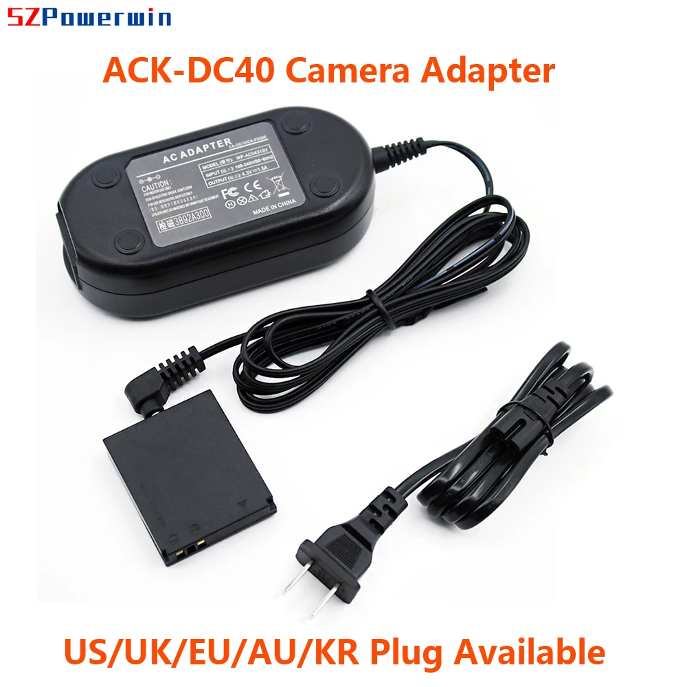 Powerwin ACK-DC40 Camera Adapter CA-PS500 DC Coupler DR-40 Power Supply NB-6LH NB-6L Dummy Battery for Canon SD4000 S120  SX710