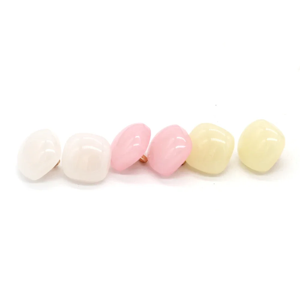 HENGC 20Pcs 12mm Small Square Shape Resin Buttons with Shank for Sewing Shirt Blouse Cuff Dress Sewing Handmade Decorations