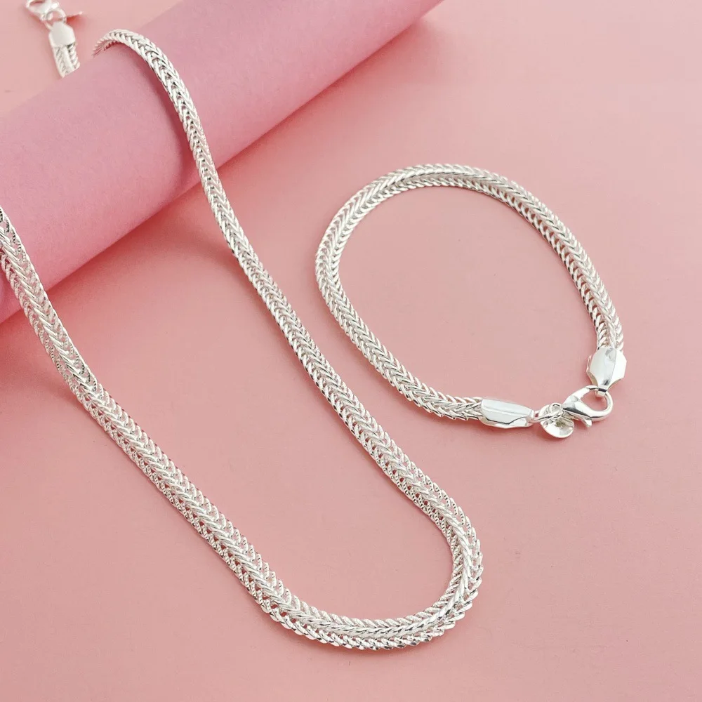 

925 Sterling Silver Necklace Convex Keel Chain Ladies Fashion Simple Birthday Party Wedding Anniversary Jewelry Gift