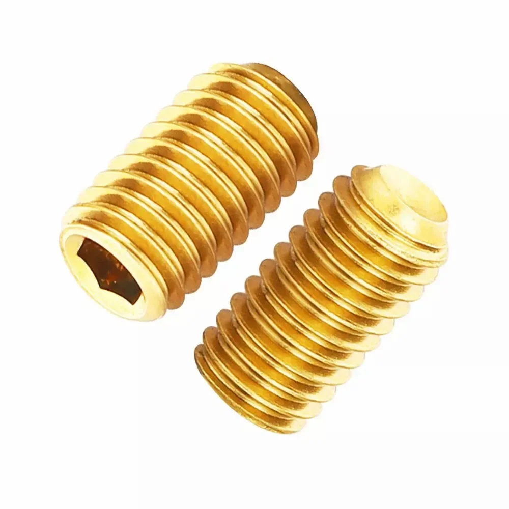 10~100Pcs M3 M4 M5 Grub Screws Cup Point Allen Hex Socket Set Screw - Gold Titanium Plated