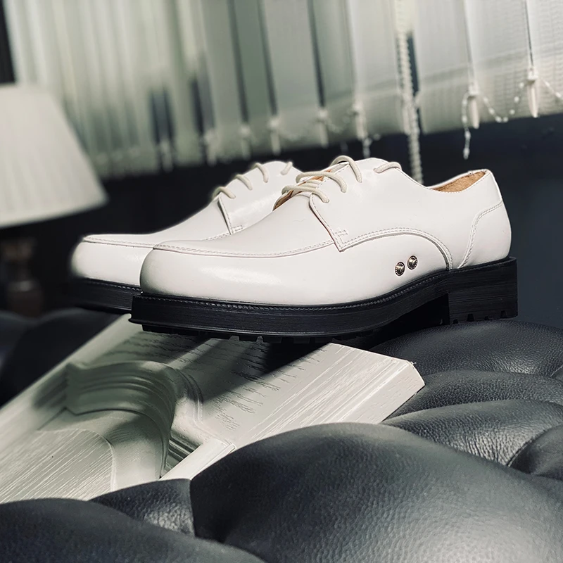 تصميم جديد أسود جولة تو جلد طبيعي جودة عالية ديربي أحذية من الجلد الرجال فستان مكتب أحذية الزفاف الذكور #5