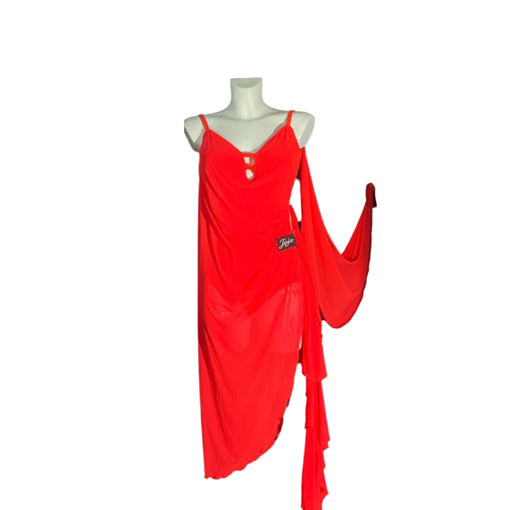 الرقص اللاتيني AB حجر الإناث الكبار الأطفال الراقية مخصصة شبكة الخامس الرقبة مائل عارية الذراعين الأسود بركة السامبا الأداء اللباس #2