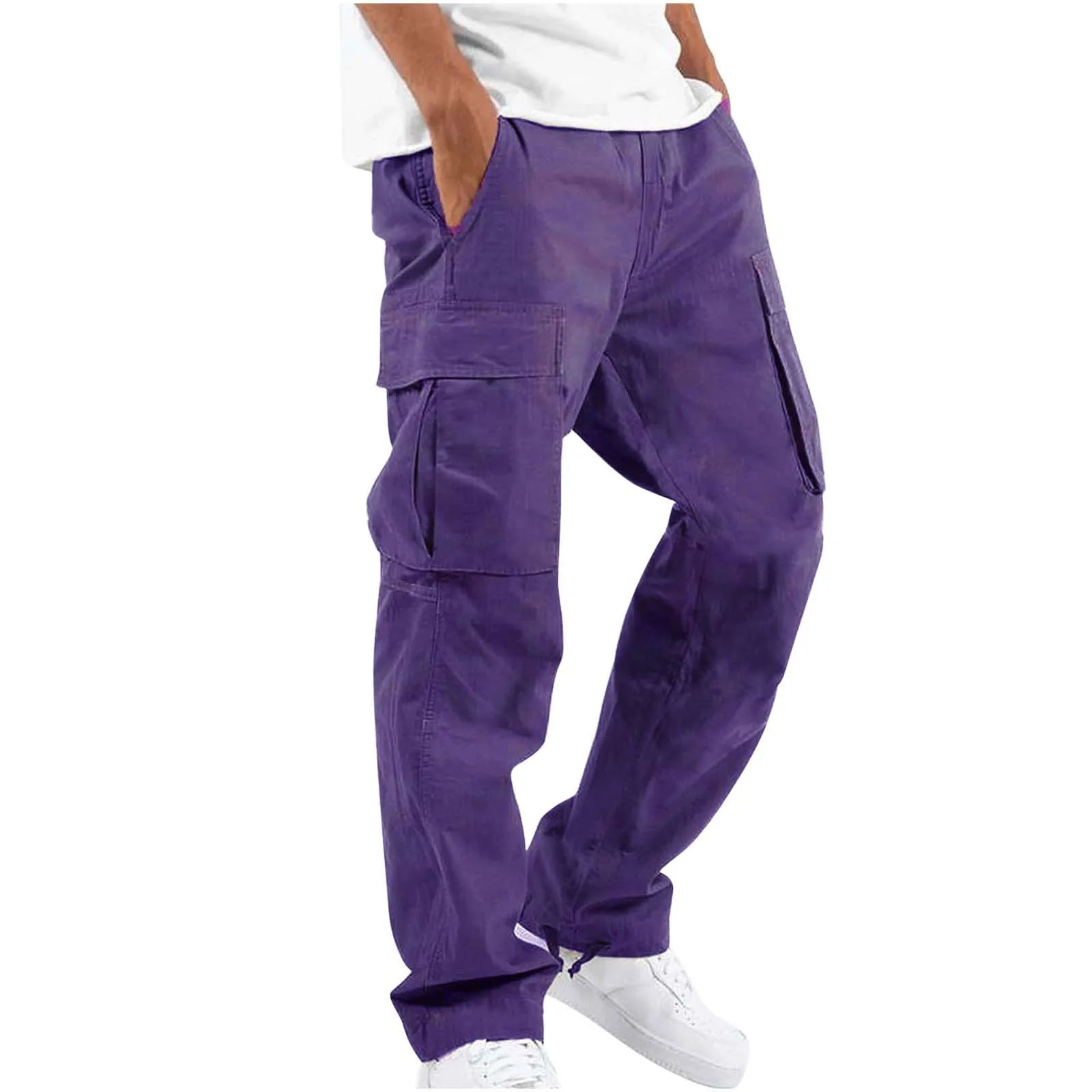 

Spring and Autumn Fashion Men's Hip Hop Solid Color Drawstring Wide Leg Pants Casual Sports Retractable Pants