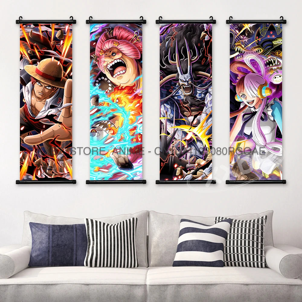 One Piece Anime Scrolls Picture, Luffy Gear 5, Wall Artwork, Roronoa Zoro, ConfrondPainting, Sanji Canvas Poster, Home Decoration