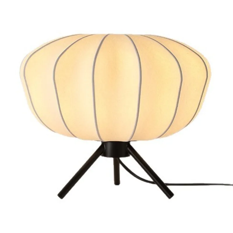 

Silk simple modern solid wood table lamp bedroom bedside lamp warm home desk medieval atmosphere homestay dimming